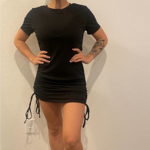 Black Mini Dress - Ties on Side to adjust length